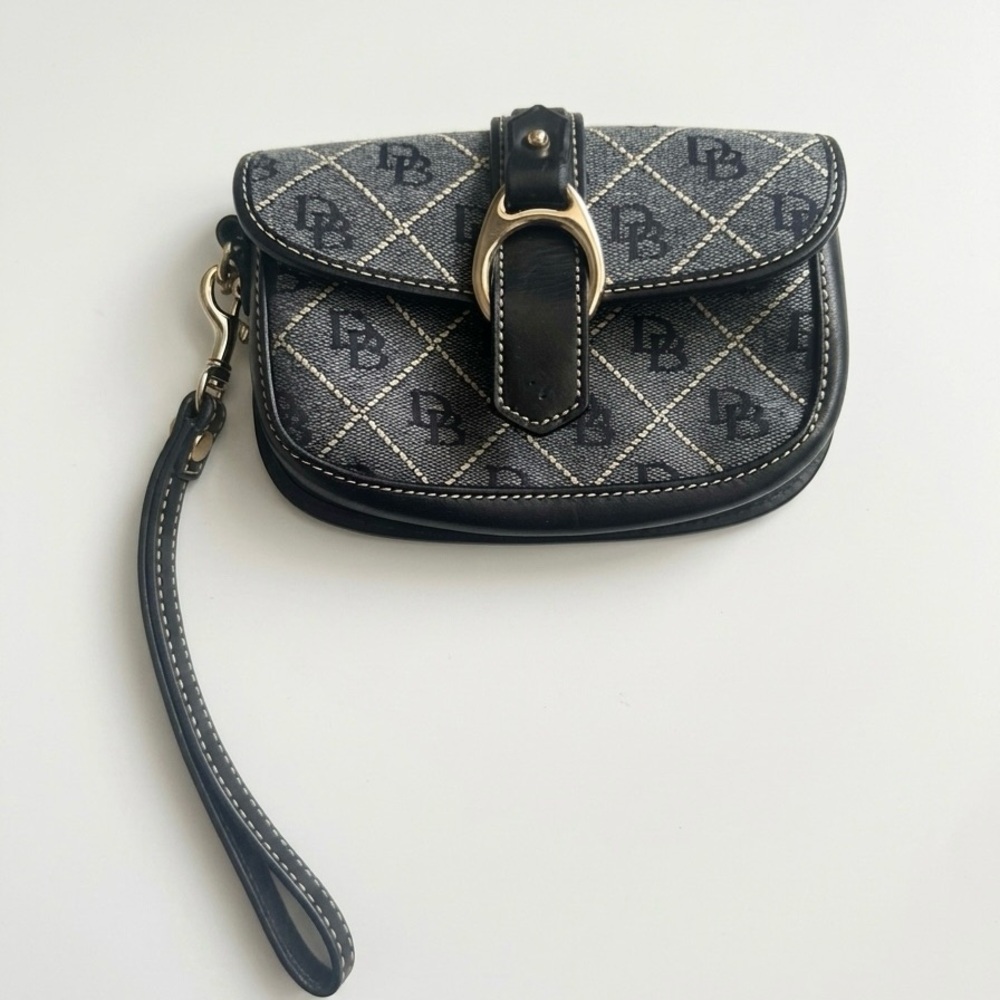 Dooney & Bourke Signature Monogram Flap Mini Wristlet